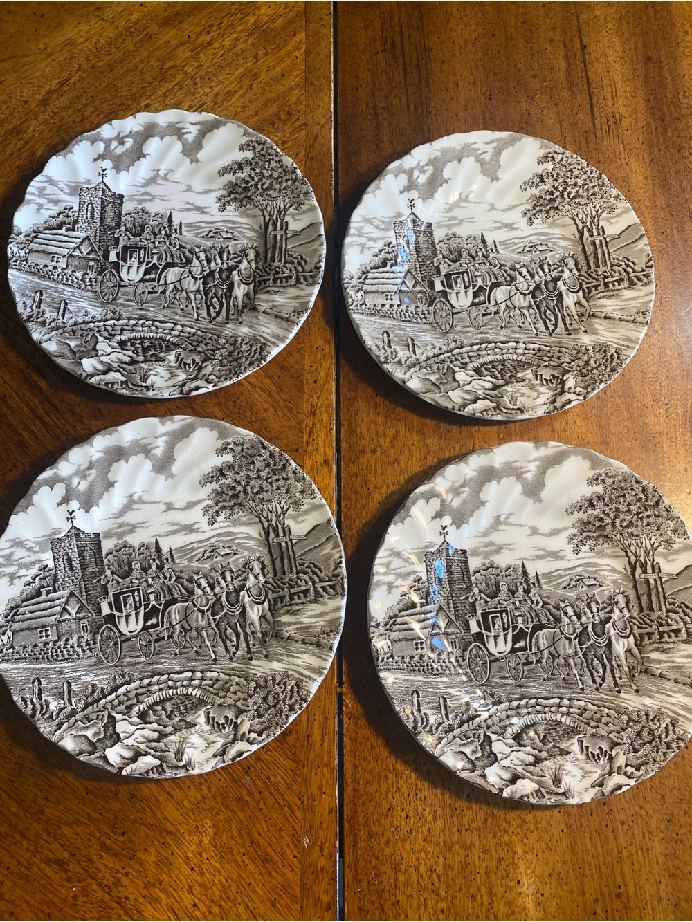 Myott Staffordshire 6.75” B&B Royal Mail Brown & White Plates set of 2